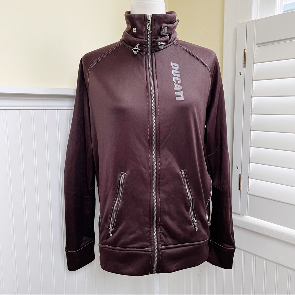 Puma X Ducati Motorcycles Brown Full-Zip Fleece Lined Track Jacket Men’s Small